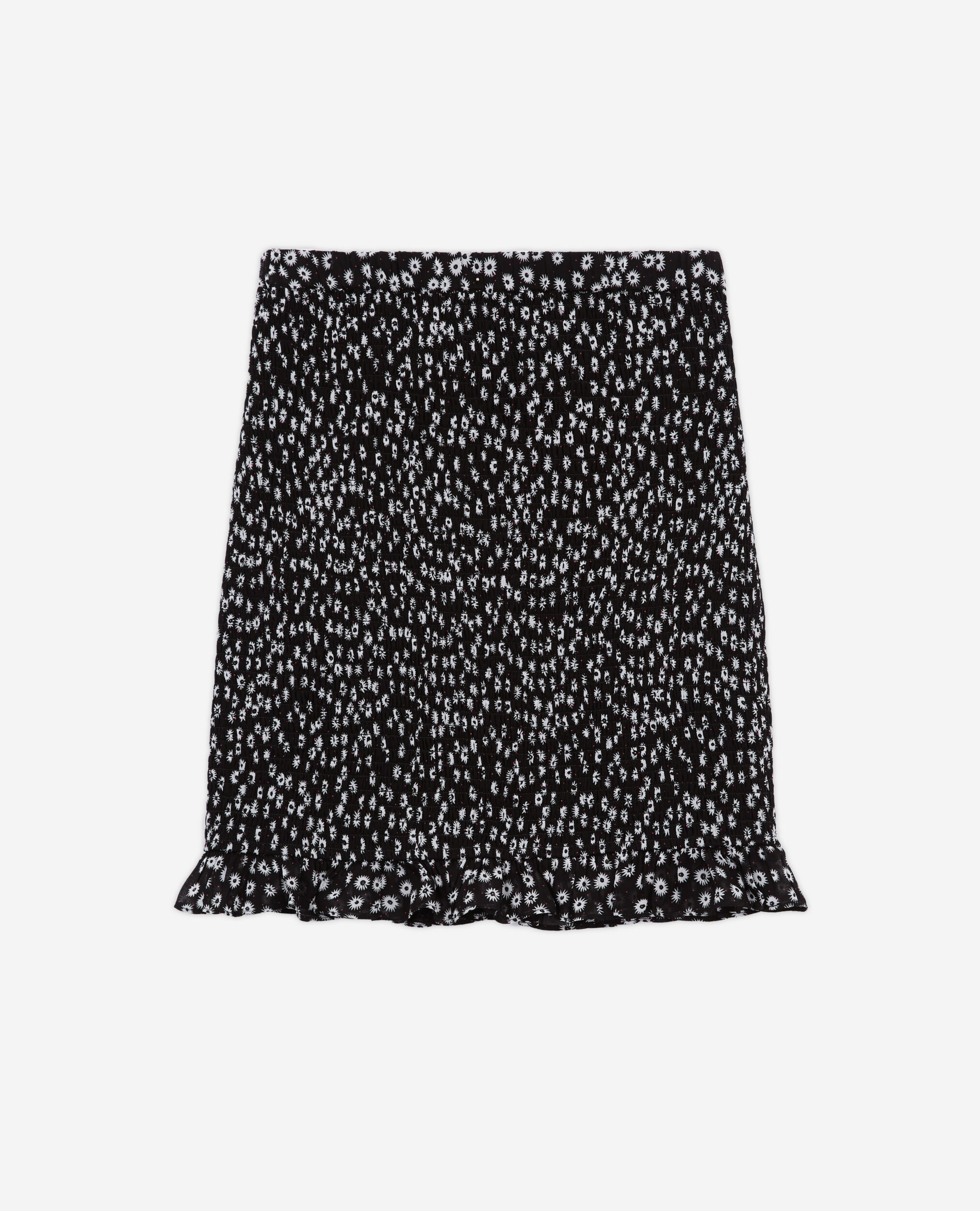 Short printed skirt, BLACK WHITE, hi-res image number null