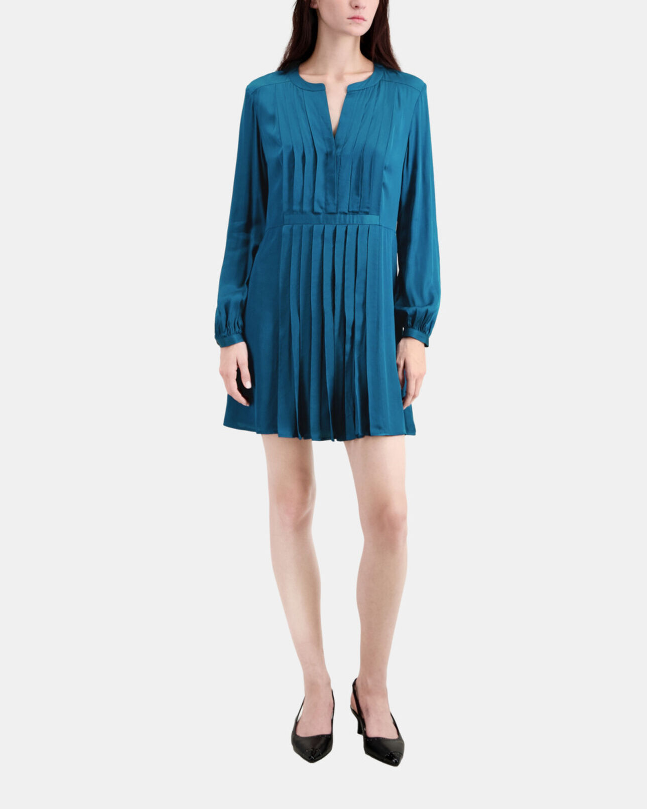 The Kooples FEMME MEDIUM BLUE robe courte bleue avec plissage
