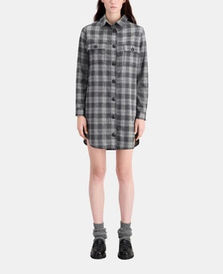 The Kooples FEMME GREY BLACK robe chemise courte à carreaux gris