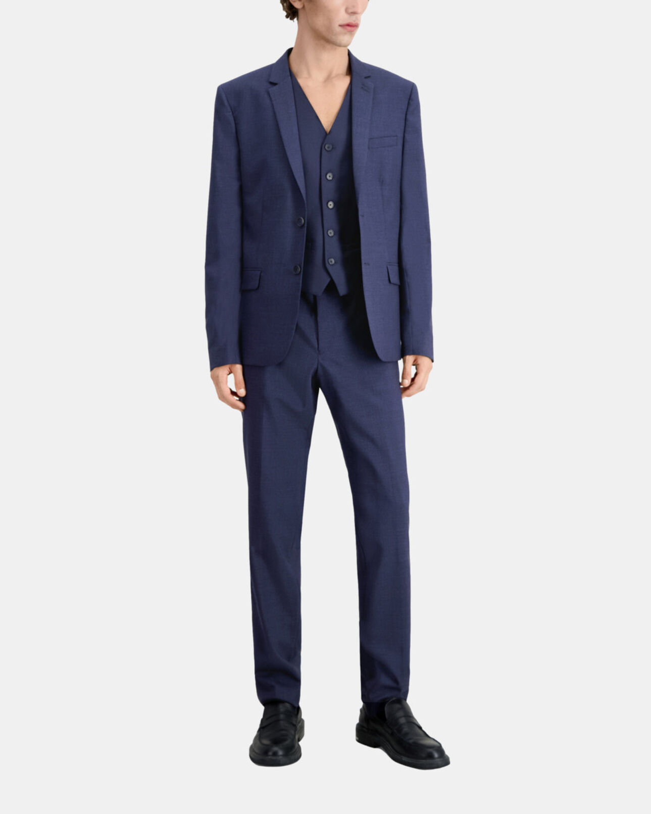 The Kooples MEN NAVY / BLACK navy blue micro-pattern wool suit jacket