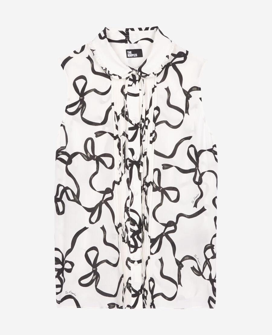 The Kooples FEMME WHITE / BLACK chemise en soie imprimé rubans