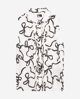 The Kooples WOMEN WHITE / BLACK ribbon print silk shirt