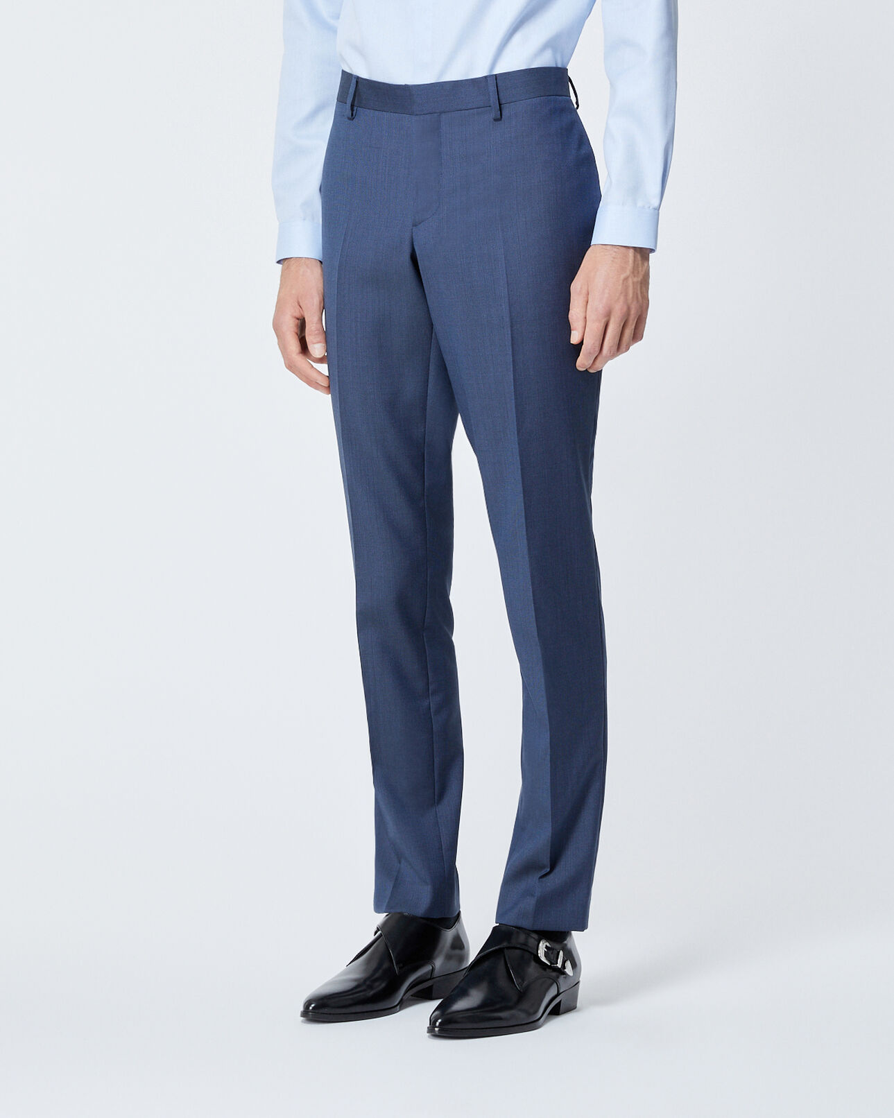 The Kooples MEN BLUE textured wool blue suit trousers