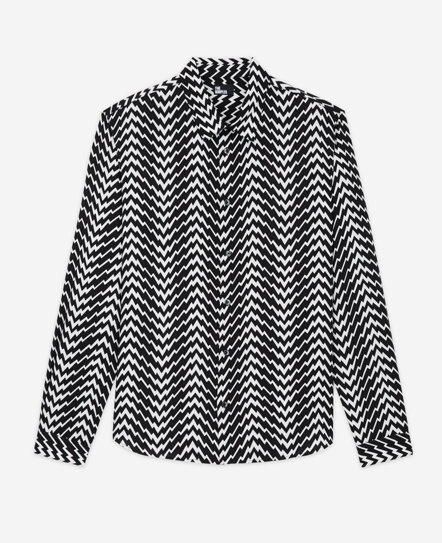 The Kooples HERREN BLACK WHITE hemd mit klassischem kragen und print