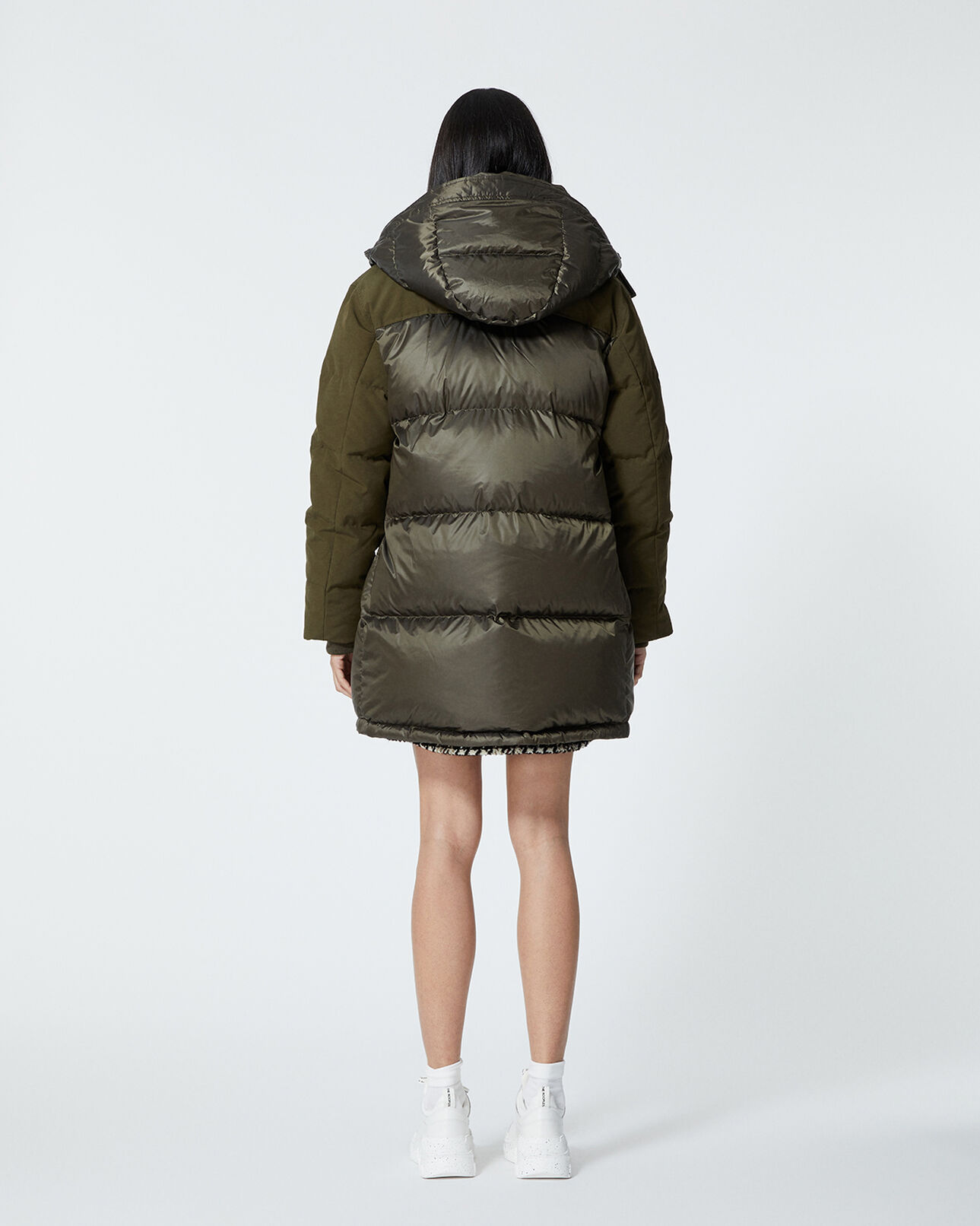 The Kooples FEMME KAKI doudoune kaki longue bimatière