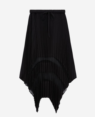 The Kooples FEMME BLACK jupe longue plissée avec dentelle noire