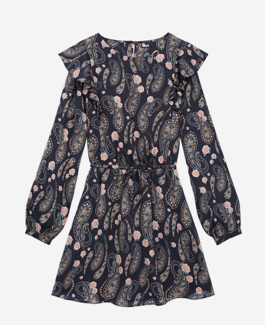 short printed dress with ruffles