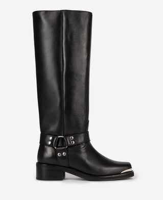 The Kooples WOMEN BLACK black leather strap boots