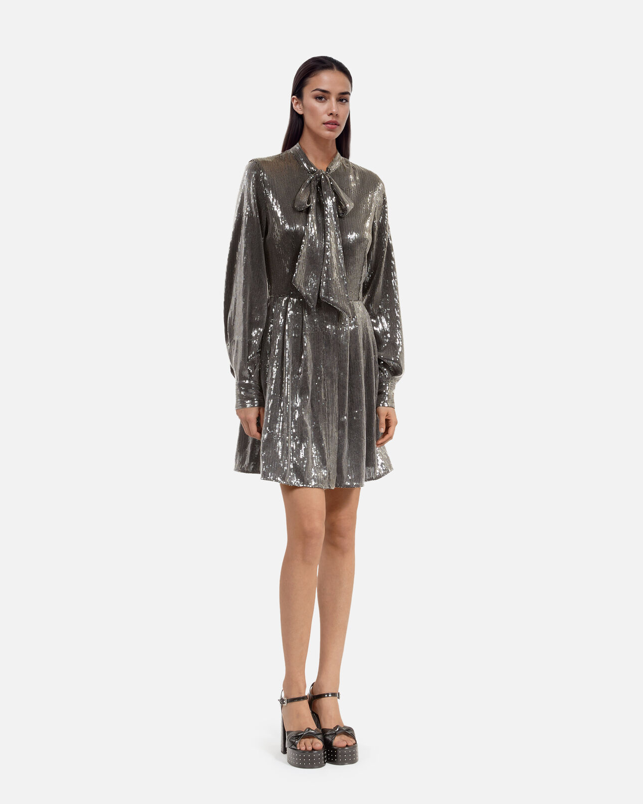 The Kooples WOMEN GREY grey sequin short dress