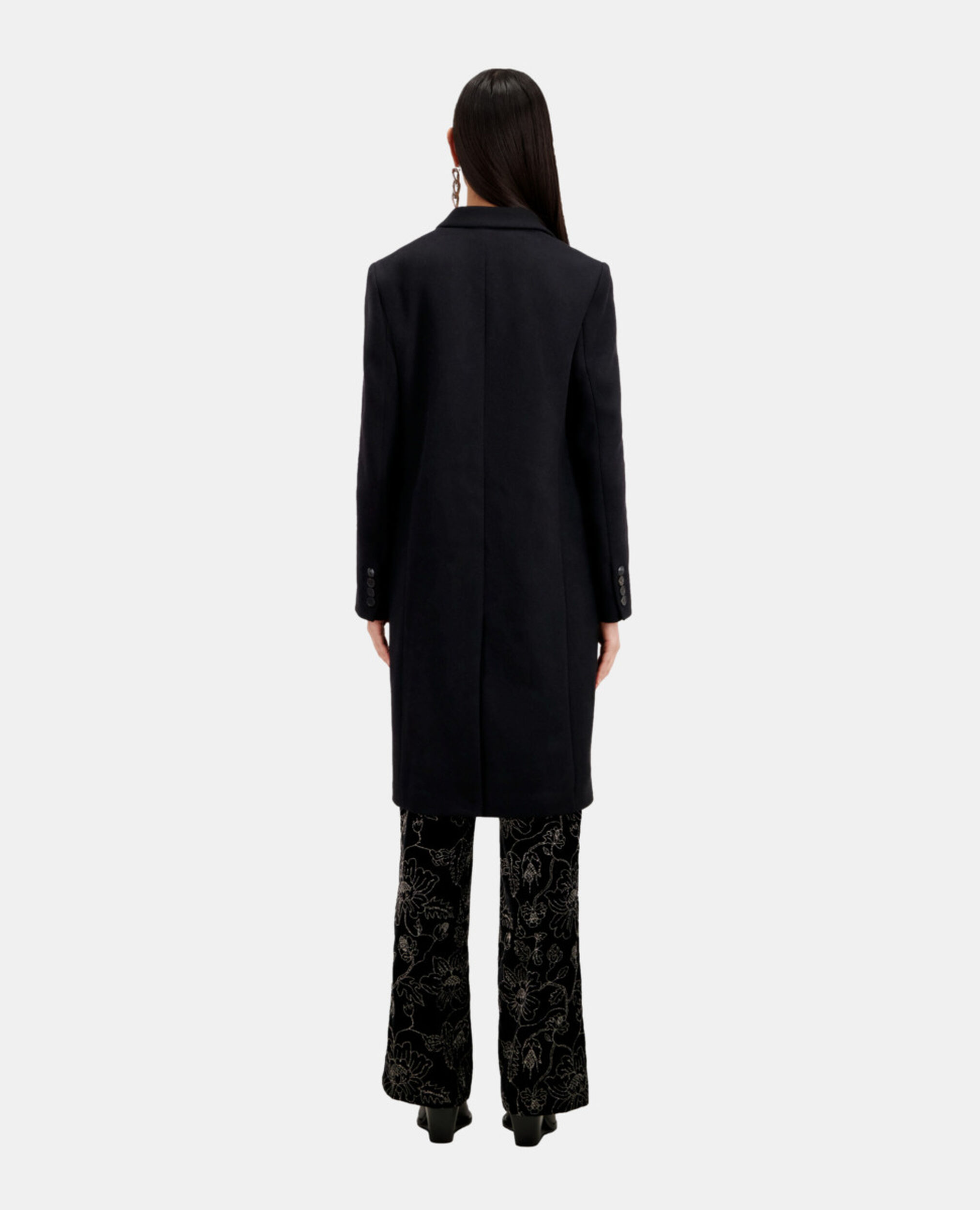 Long black coat in wool blend The Kooples