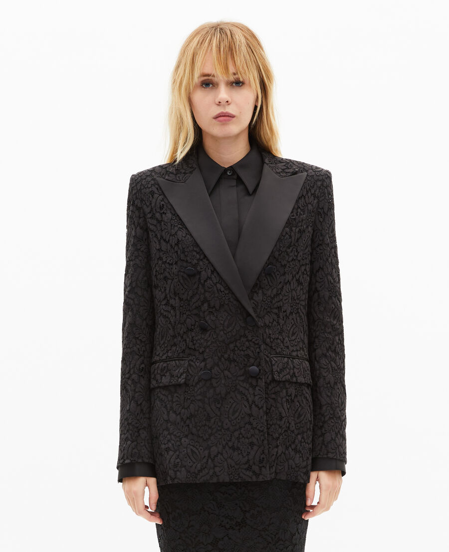 The Kooples WOMEN BLACK black lace suit jacket