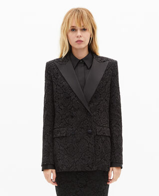 The Kooples WOMEN BLACK black lace suit jacket
