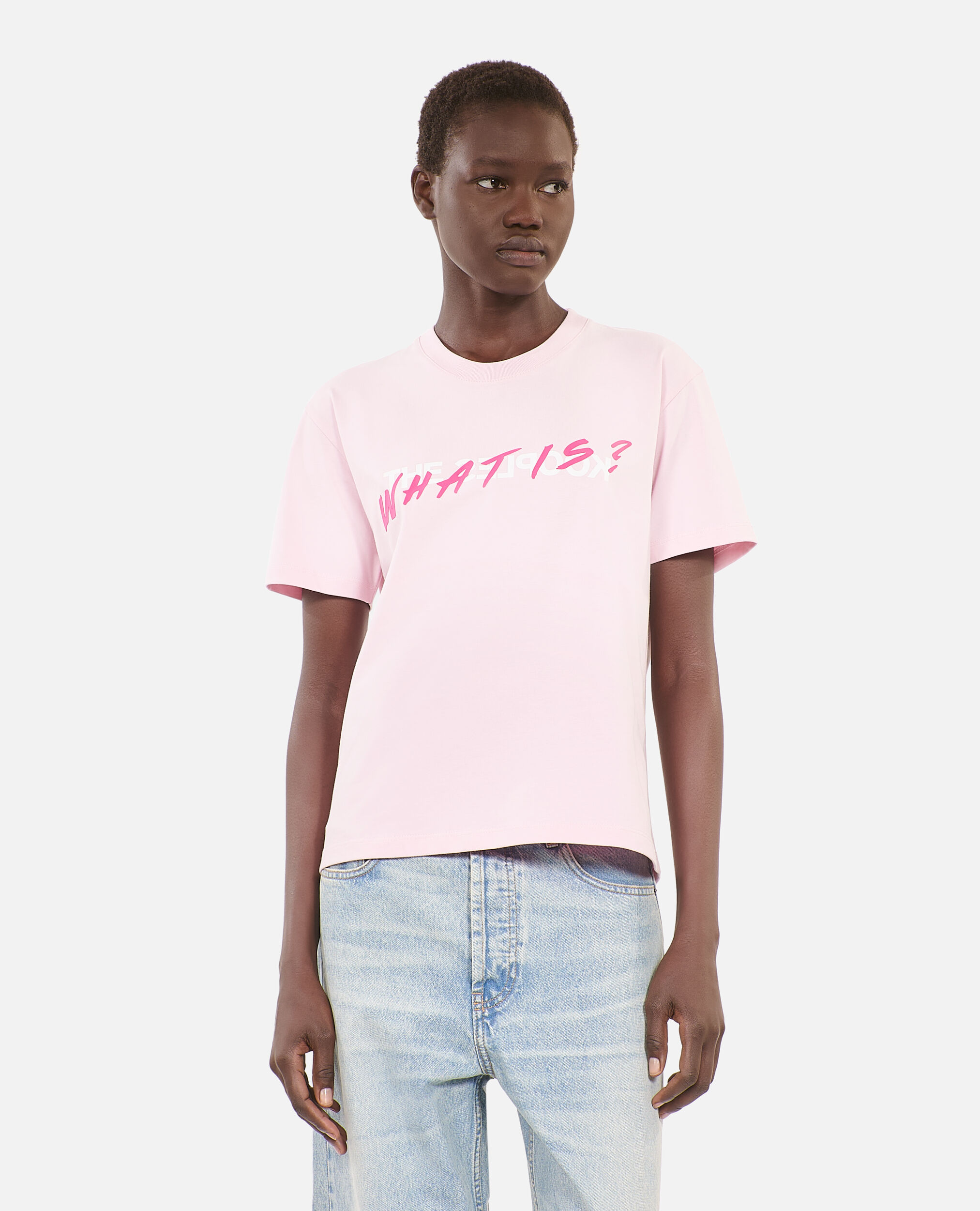 Rosa T-Shirt mit What is-Schriftzug, PALE PINK, hi-res image number null