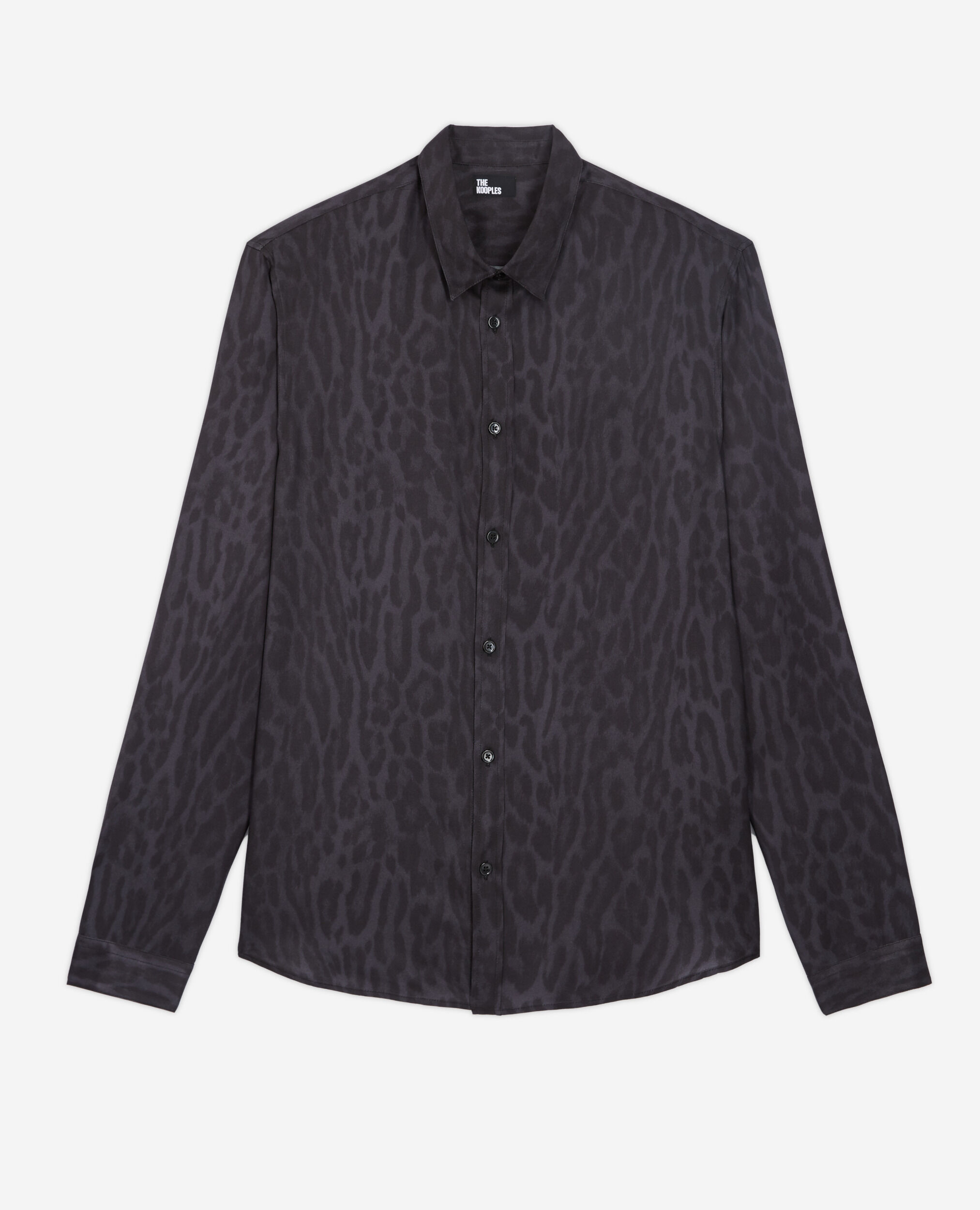 Leopard print shirt with classic collar, GREY BLACK, hi-res image number null