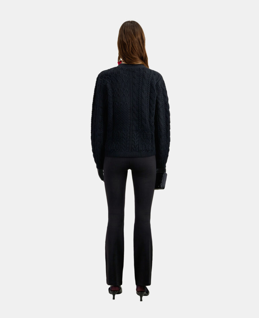 cardigan noir en laine torsadée