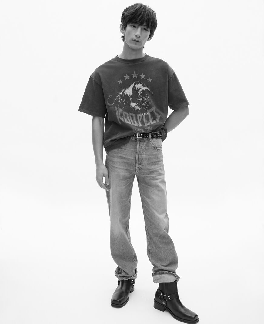 The Kooples MEN WASHED NAVY t-shirt with navy screen print