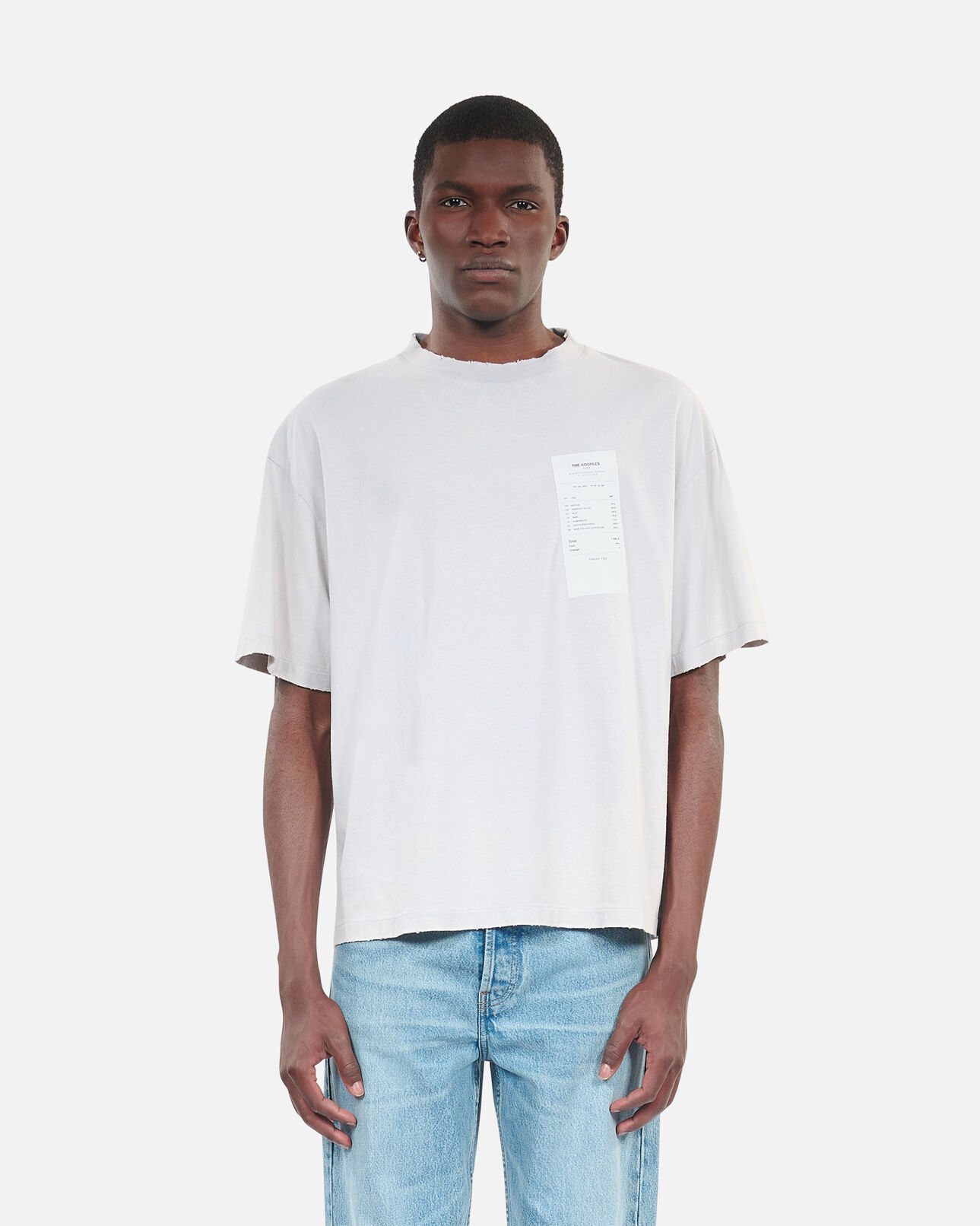 The Kooples MEN STONE GREY grey receipt serigraphy t-shirt