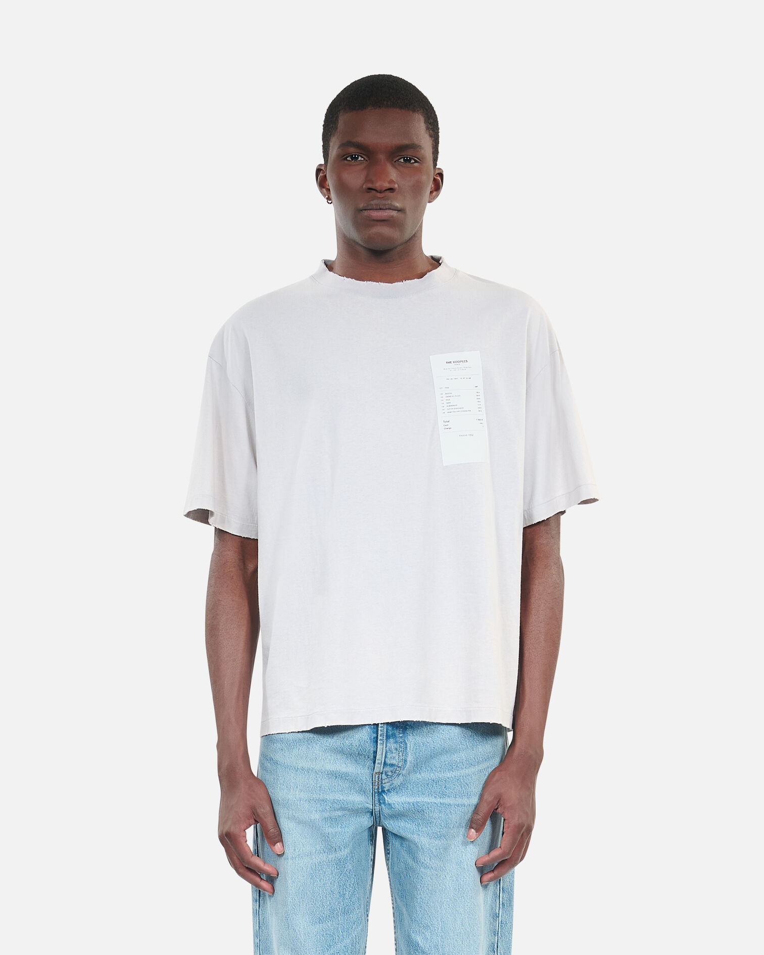 Grey Receipt serigraphy t-shirt, STONE GREY, hi-res image number null