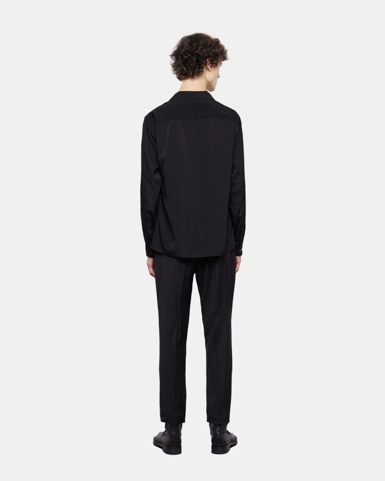 The Kooples MEN BLACK leopard print shirt with hawaiian collar