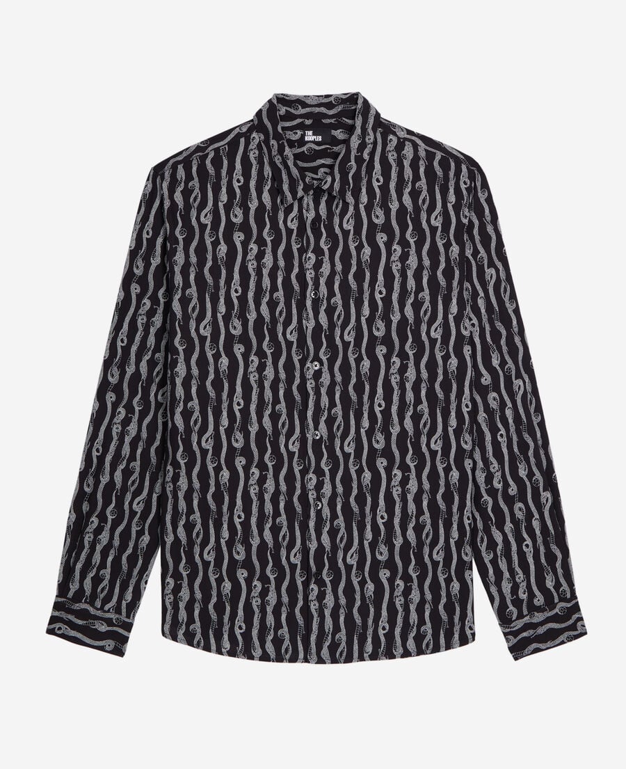 The Kooples HOMME BLACK WHITE chemise imprim&eacute;e noir