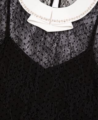 The Kooples FEMME BLACK robe courte en dentelle plumetis et strass noire