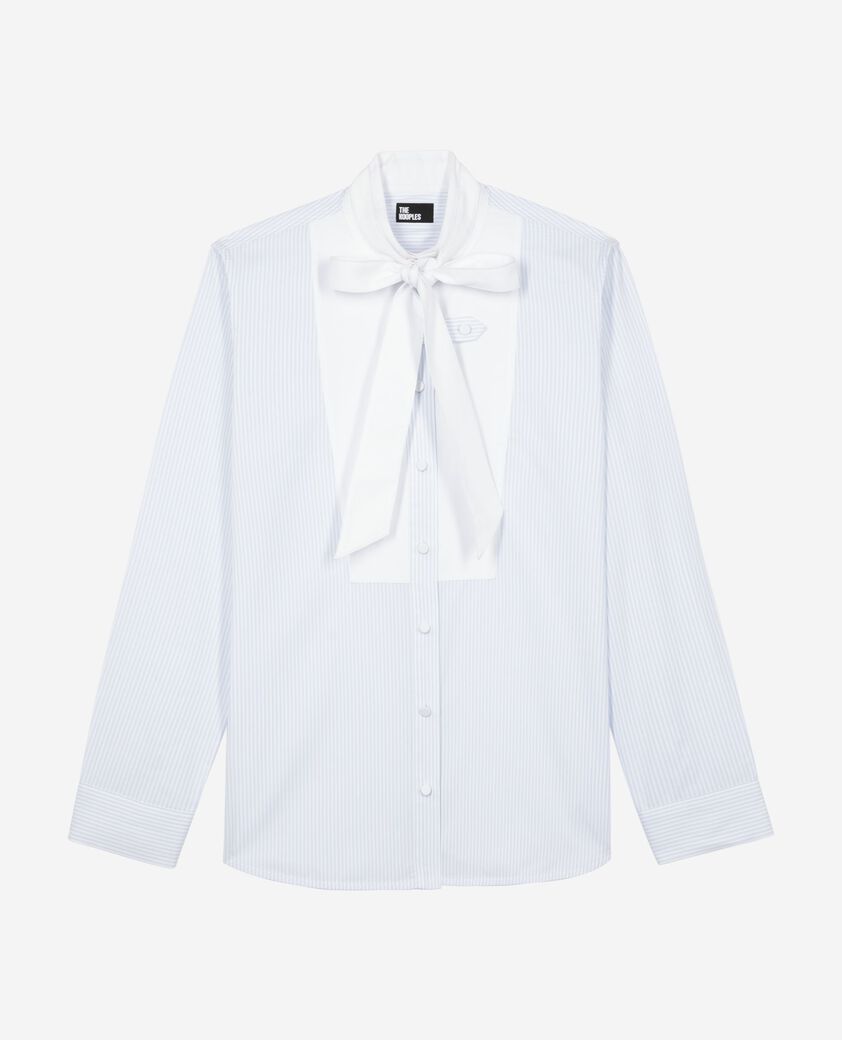 The Kooples WOMEN BLUE WHITE light blue pinstripe shirt