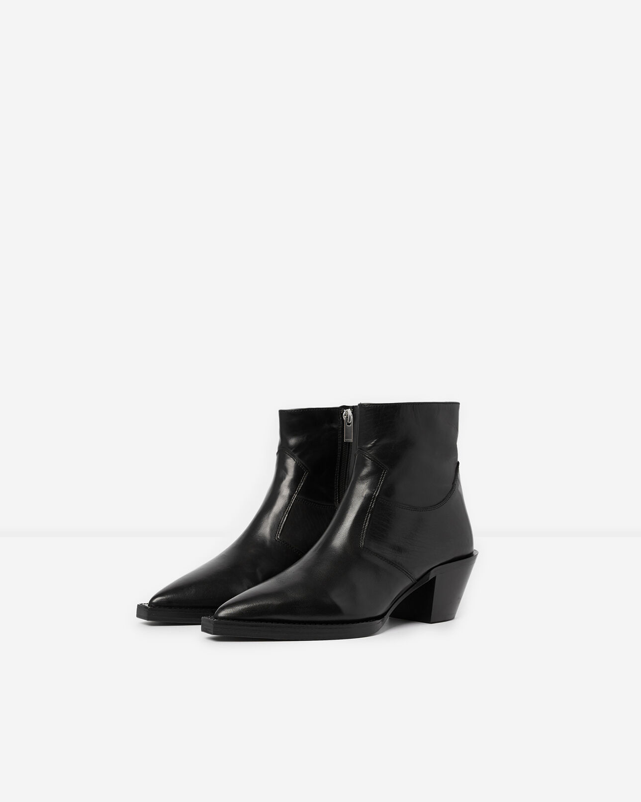 The Kooples WOMEN BLACK western-style black leather ankle boots
