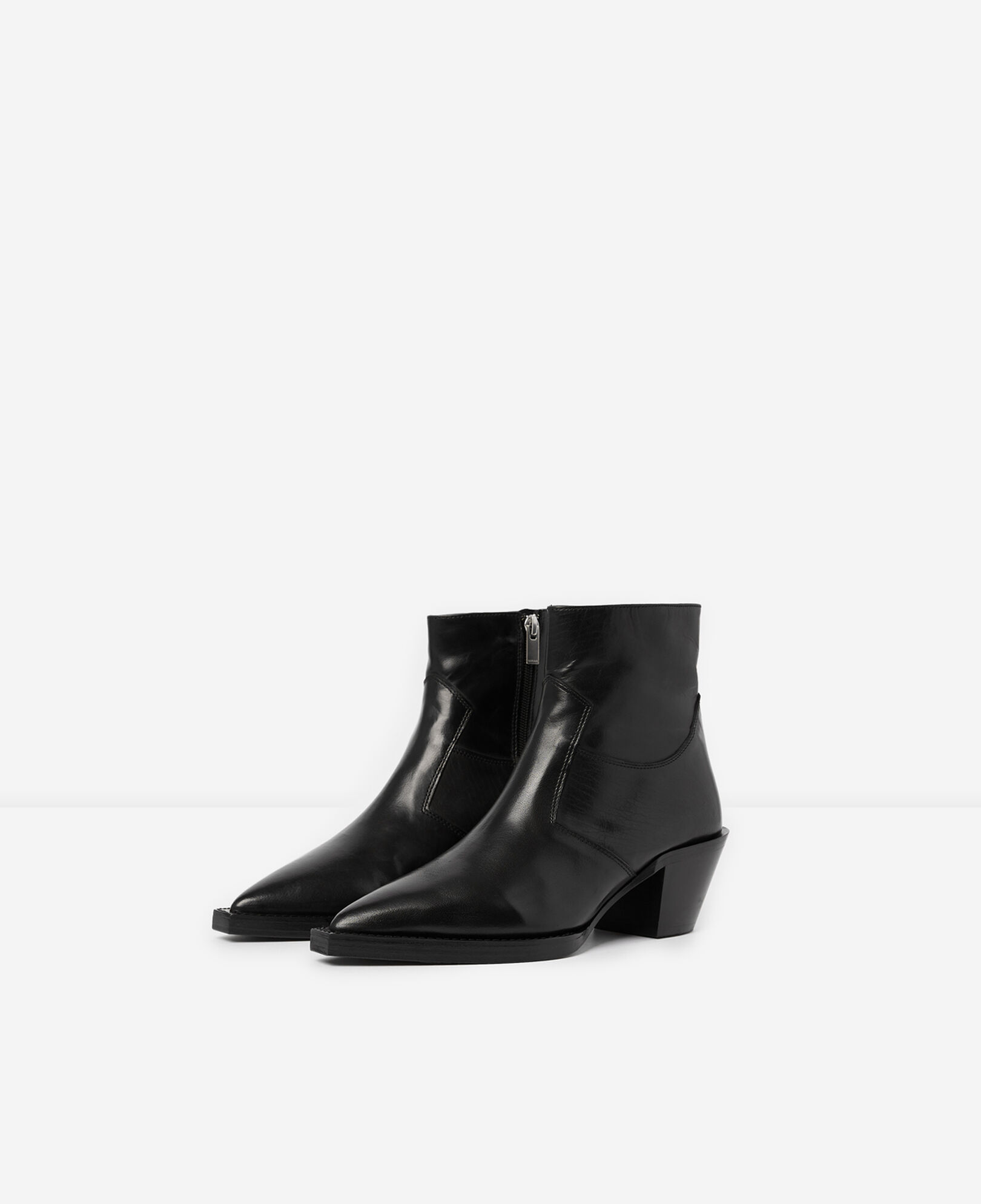 The Kooples WOMEN BLACK western-style black leather ankle boots