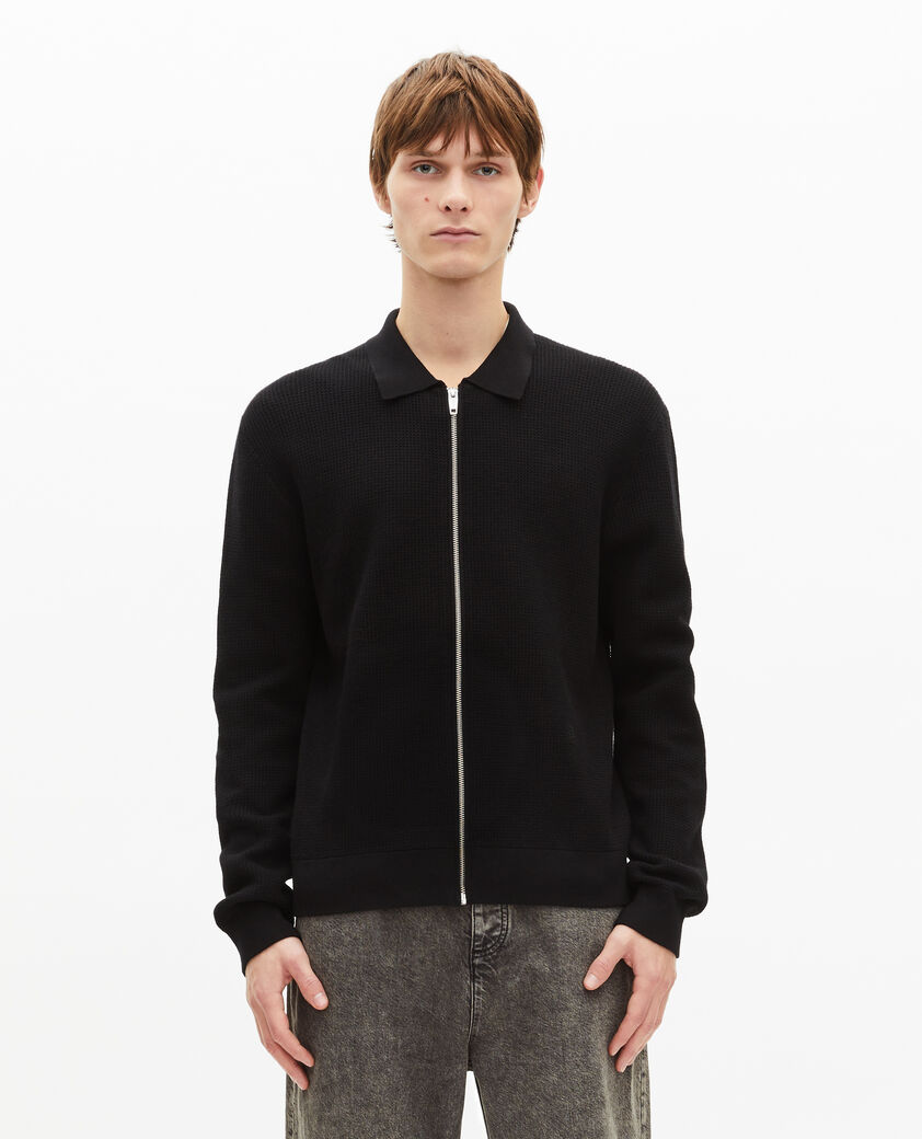 The Kooples HOMBRE BLACK c&aacute;rdigan de nido de abeja negro