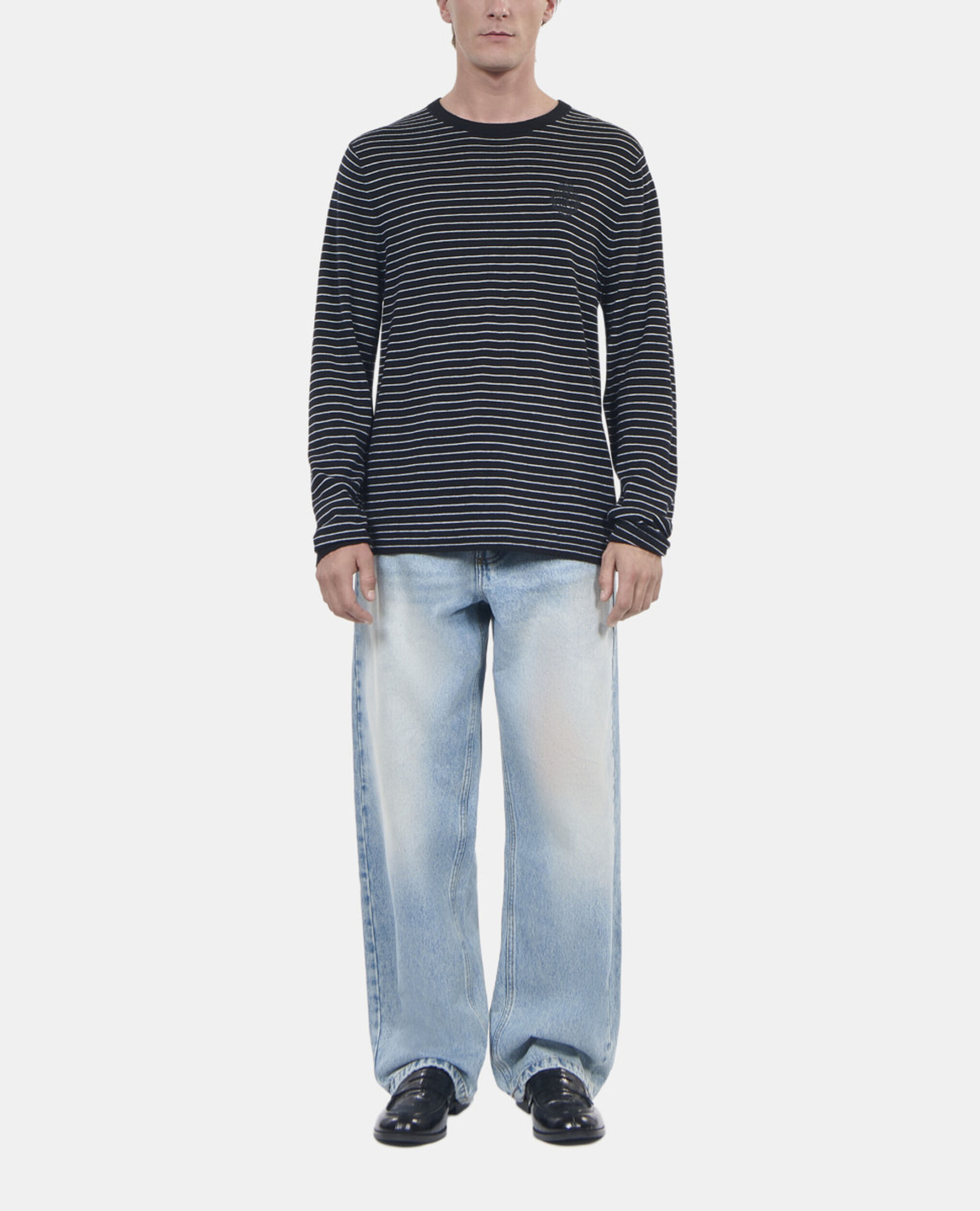 Striped wool sweater, BLACK / WHITE, hi-res image number null