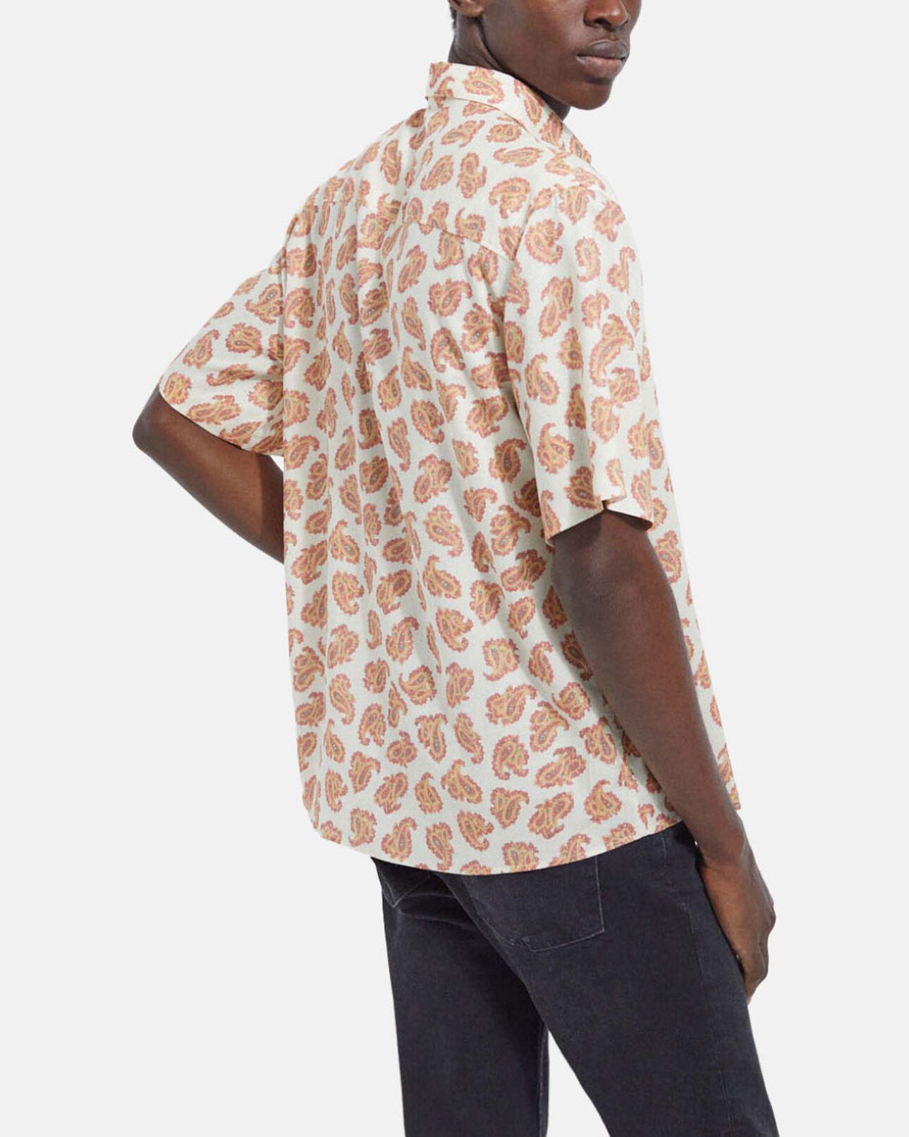 The Kooples MEN WHITE PINK white loose-fitting shirt w/ paisley pattern
