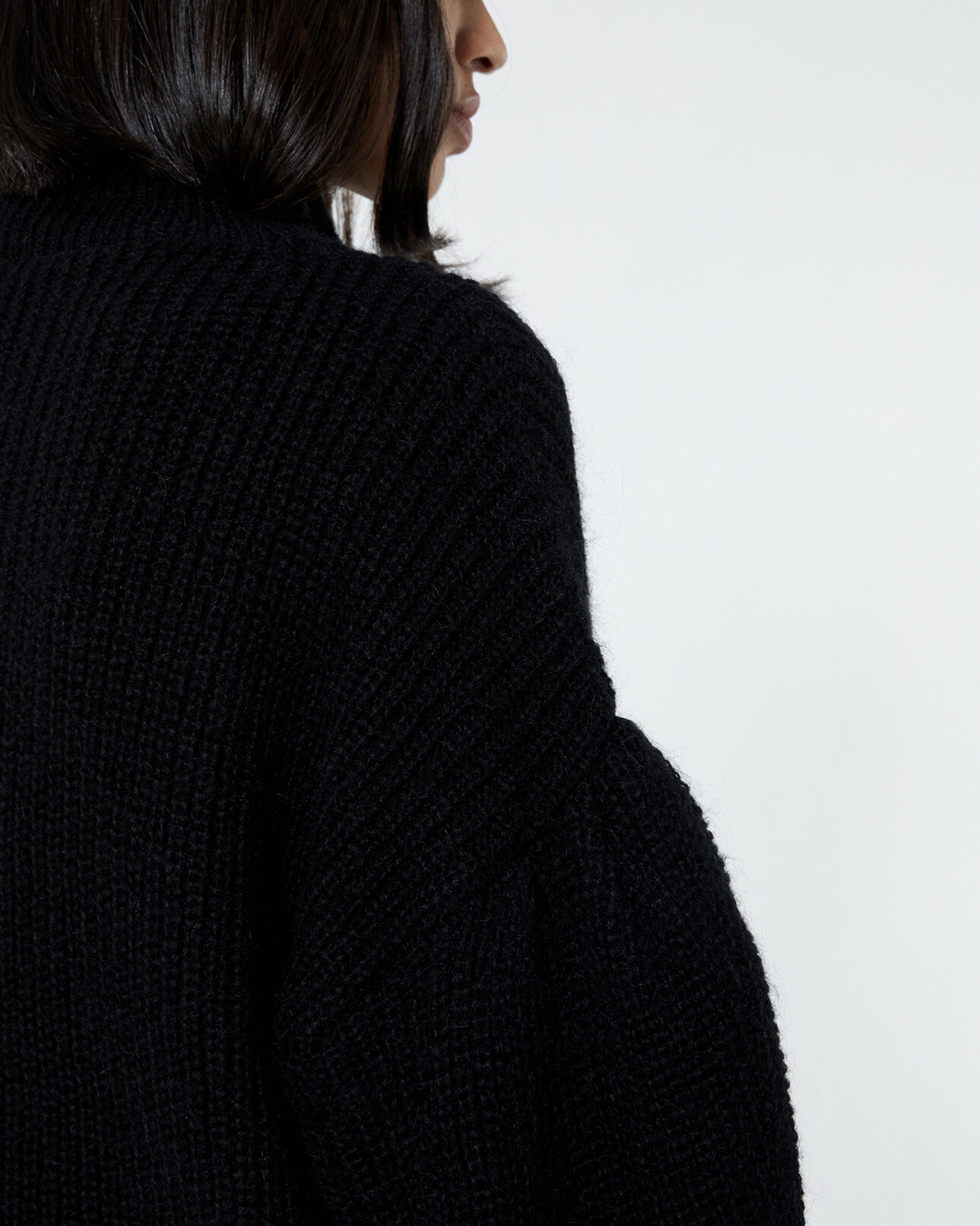 The Kooples FEMME BLACK pull maille noir à col camionneur