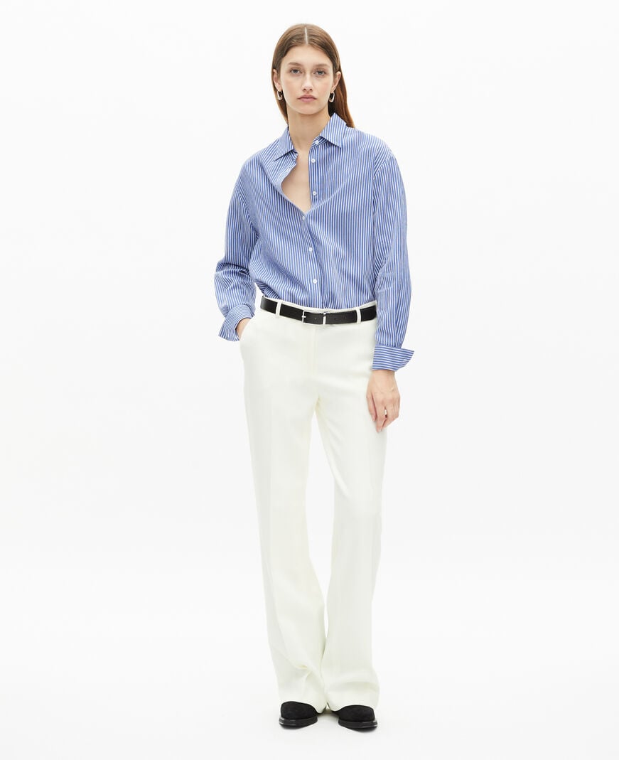 The Kooples WOMEN BLUE WHITE blue and white striped long sleeve shirt