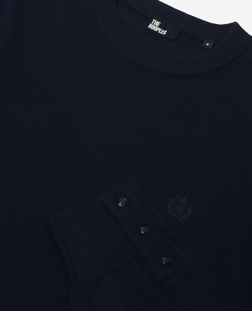 The Kooples HOMBRE NAVY jersey de cuello redondo en lana merino azul marino