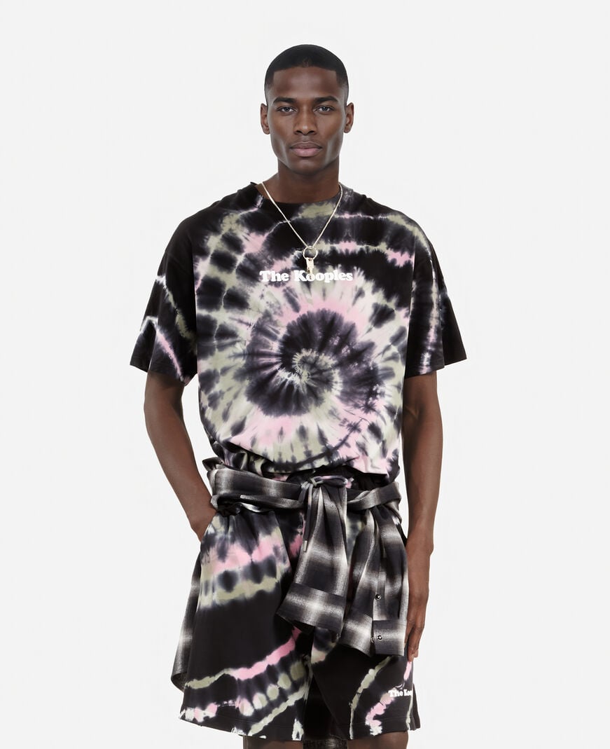 The Kooples MEN ECRU GREEN black tie-dye t-shirt
