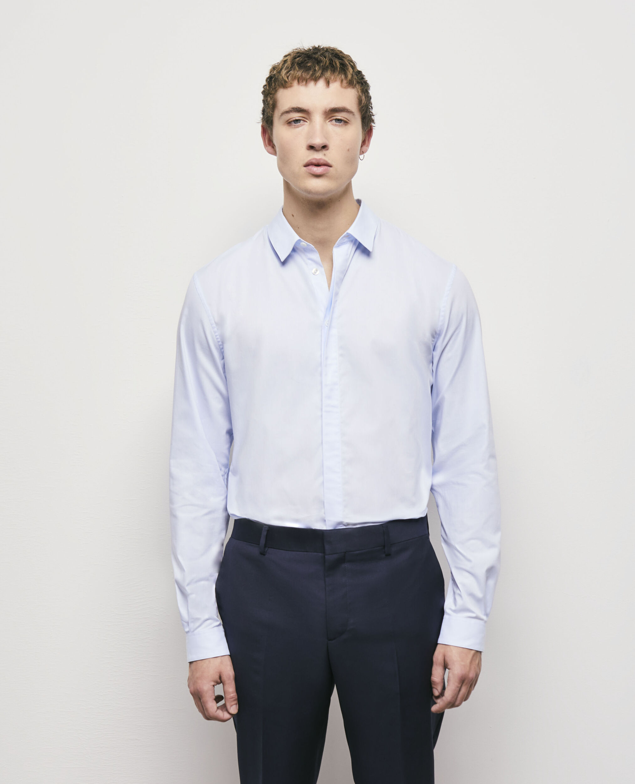 Camisa algodón azul con cuello clásico, SKY, hi-res image number null