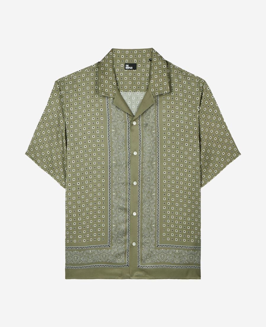 The Kooples MEN FORET khaki bandana print short-sleeve shirt