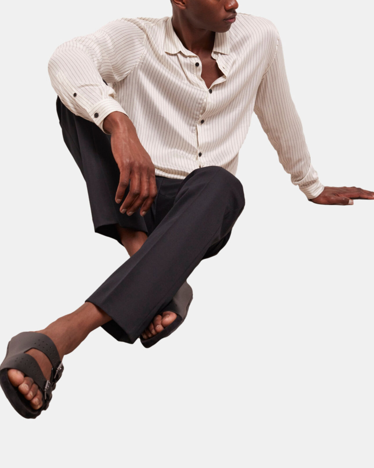 The Kooples HOMBRE OFF WHITE camisa slim rayas blanco crudo con cuello clásico