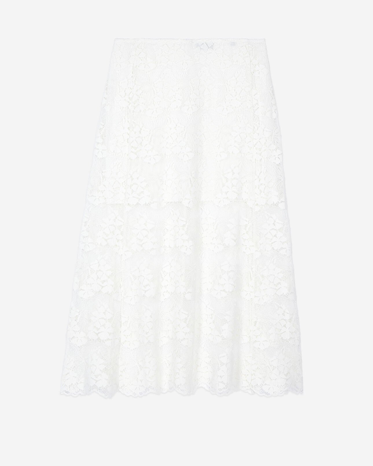 The Kooples FEMME ECRU jupe longue en dentelle écrue