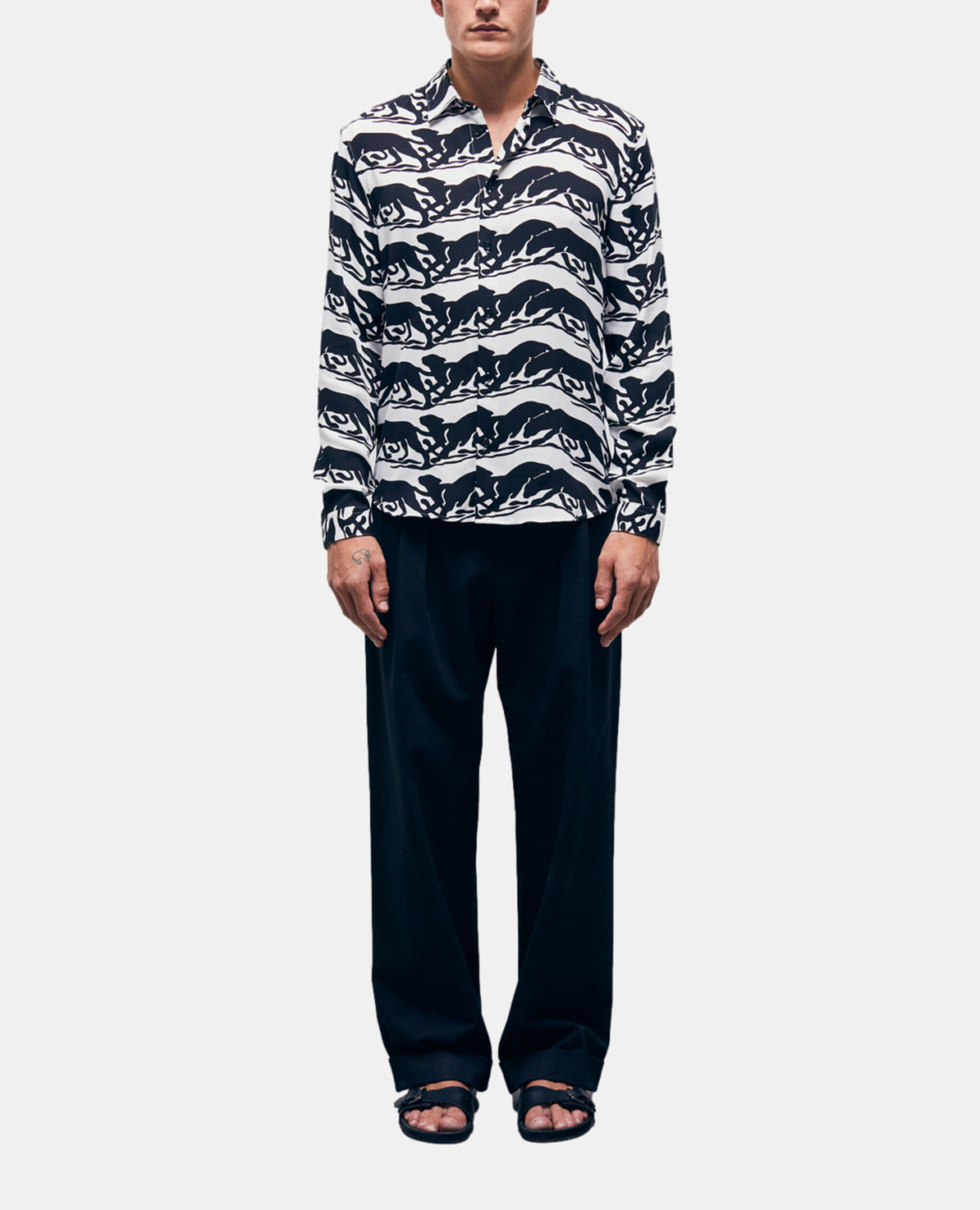 Printed shirt, BLACK / WHITE, hi-res image number null
