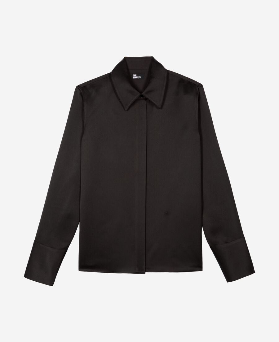 The Kooples WOMEN BLACK black satin shirt
