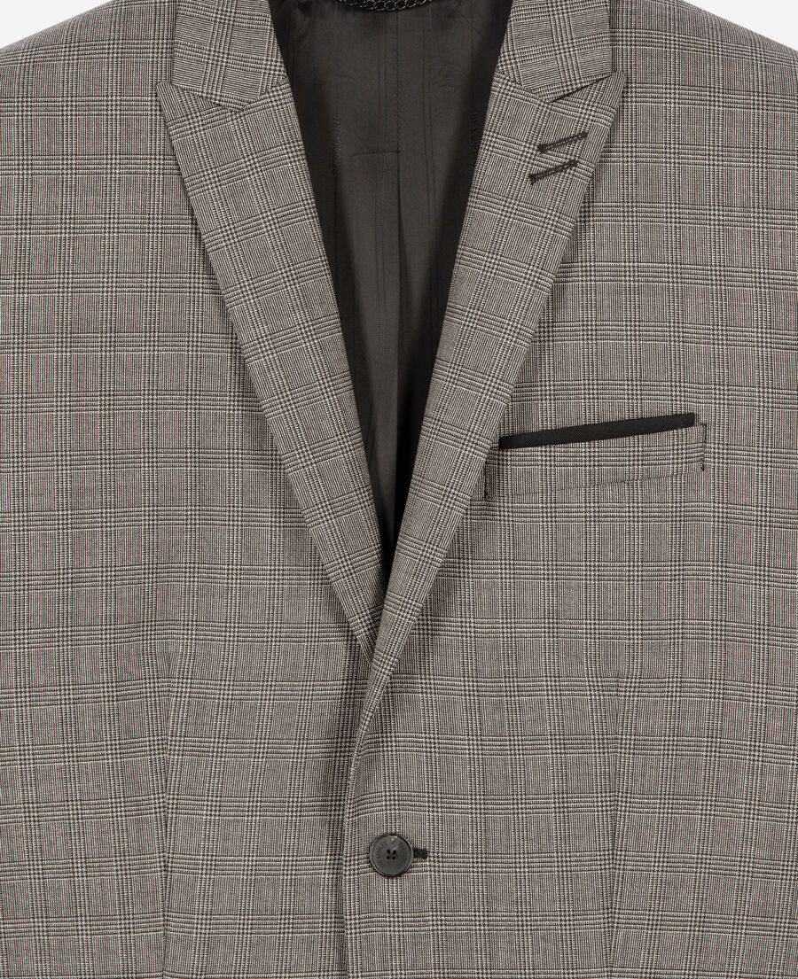 The Kooples HOMME BEIGE MELANGE veste de costume en laine prince de galles beige