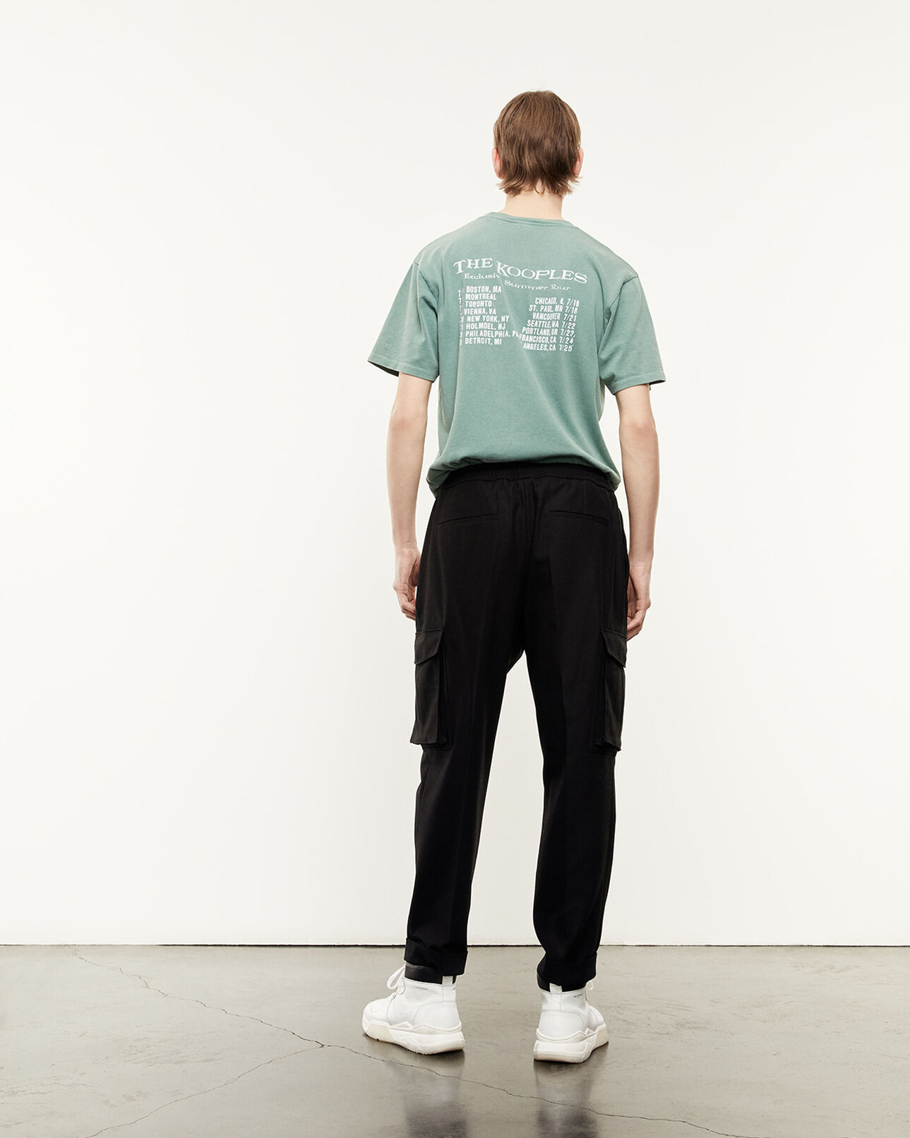 The Kooples HOMME BLACK pantalon droit coton noir à poches cargo