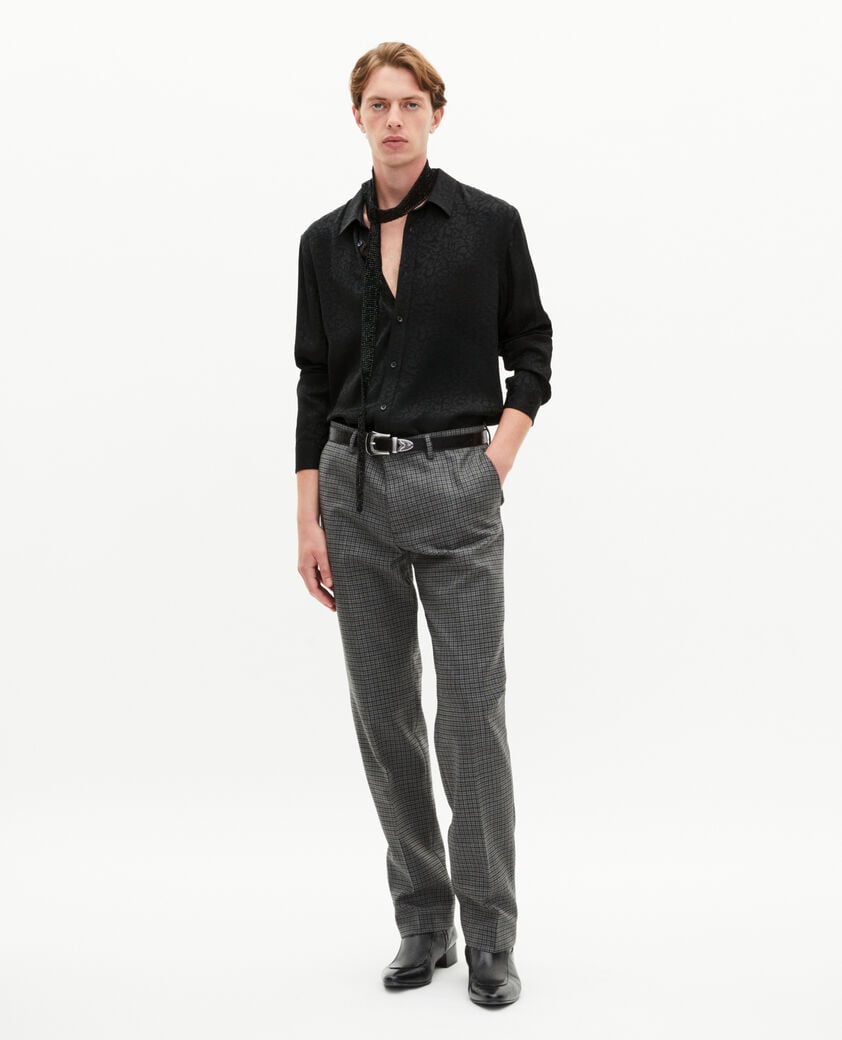The Kooples MEN BLACK black leopard jacquard shirt