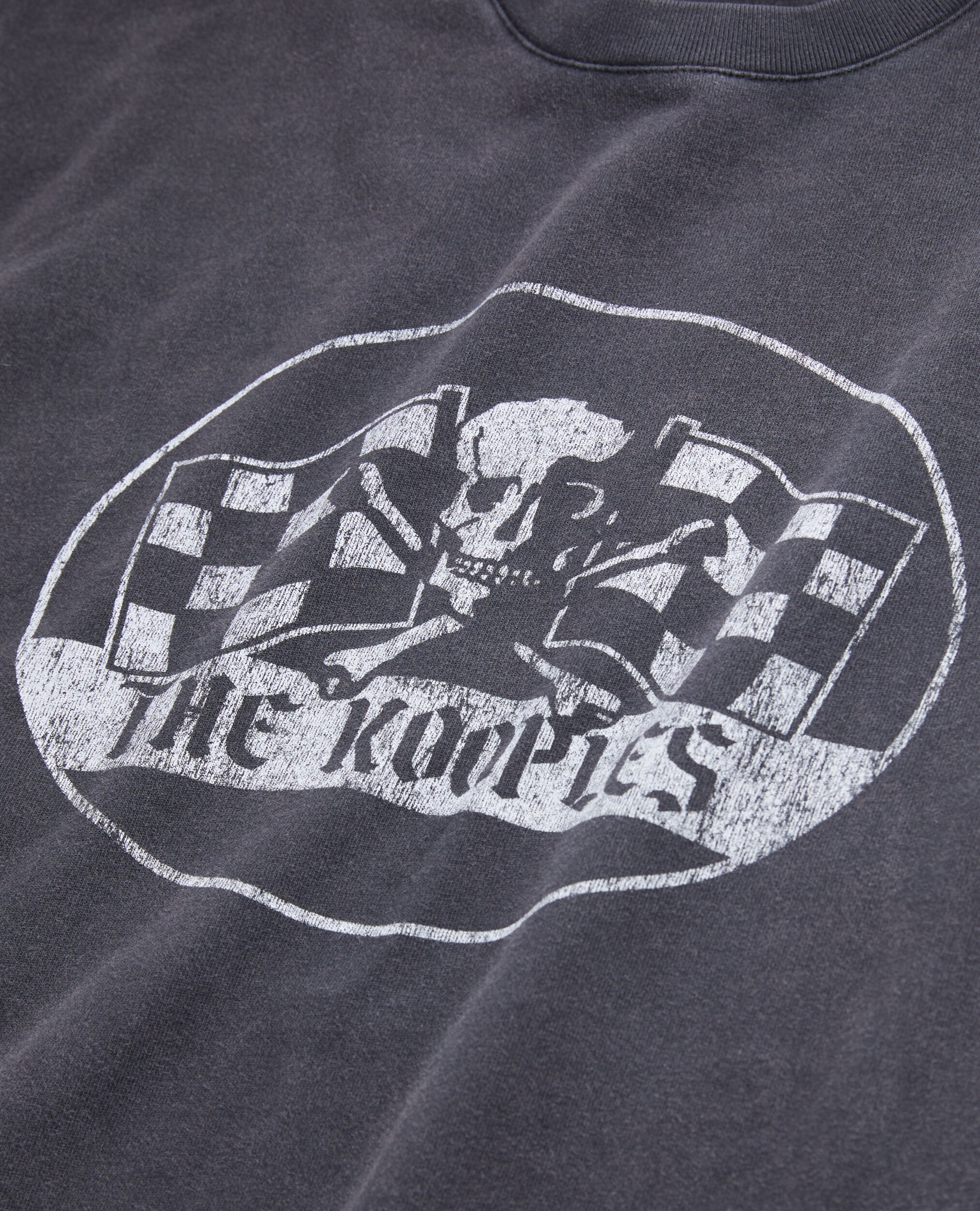 Men's black t-shirt with racing skull serigraphy, BLACK WASHED, hi-res image number null
