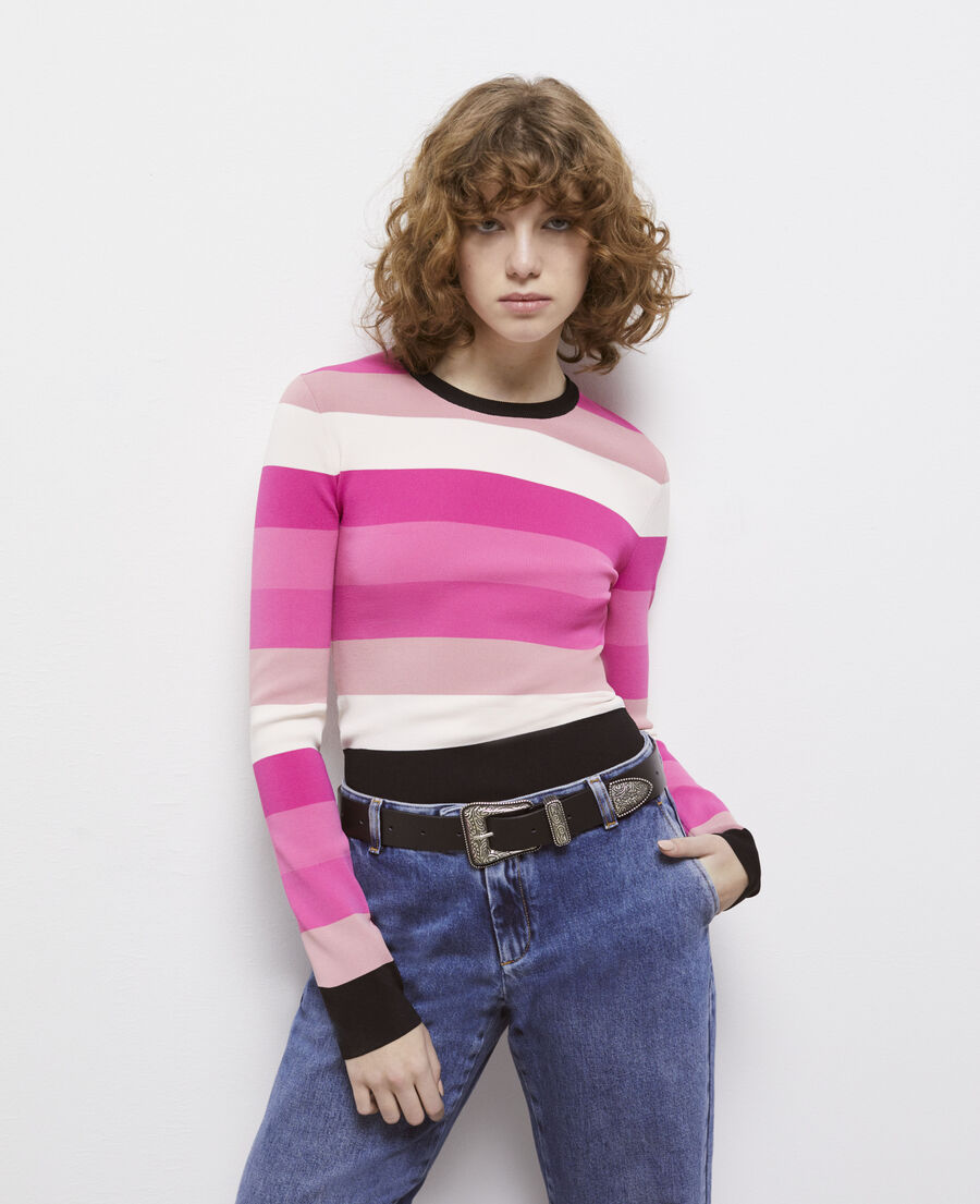 short pink striped sweater