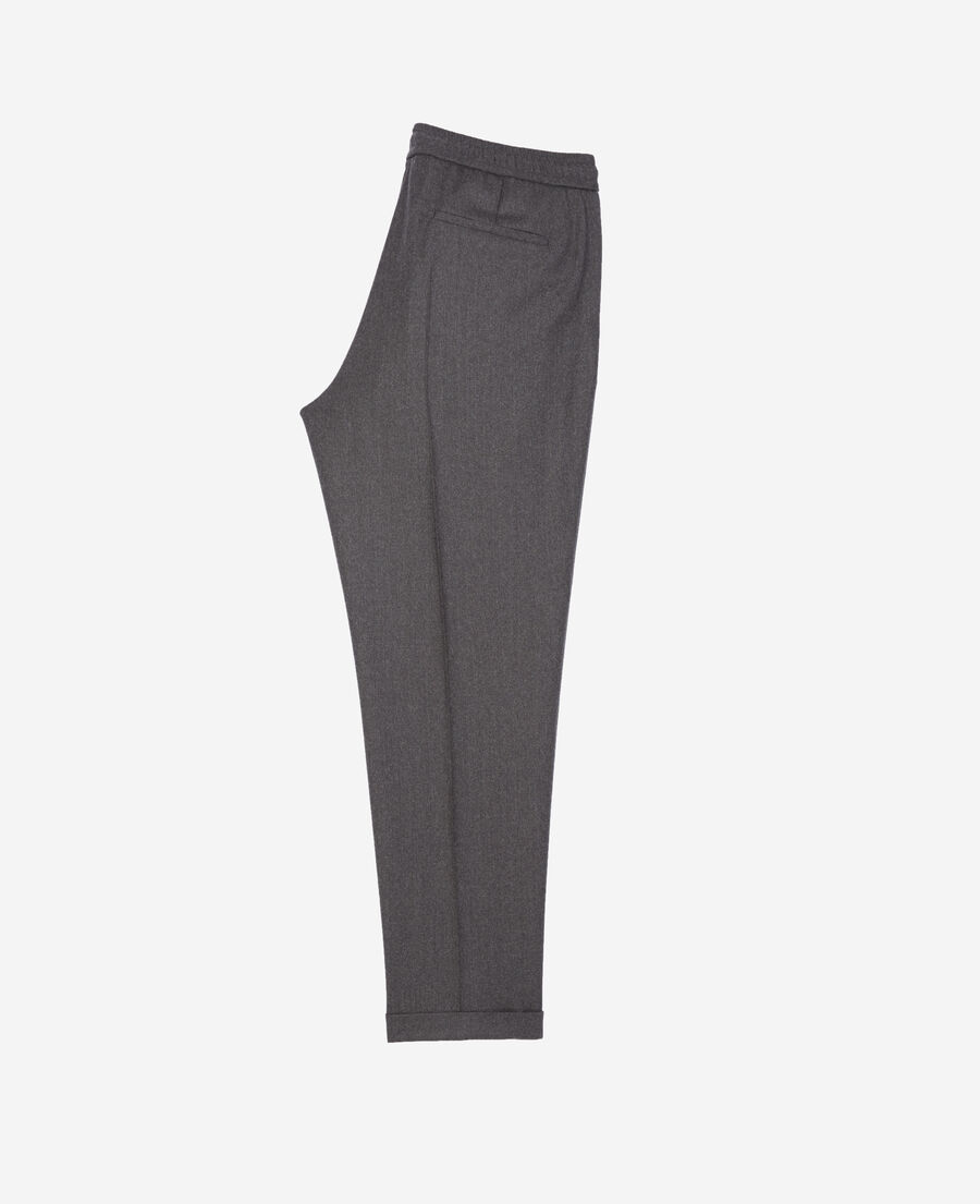 pantalon laine gris à élastique