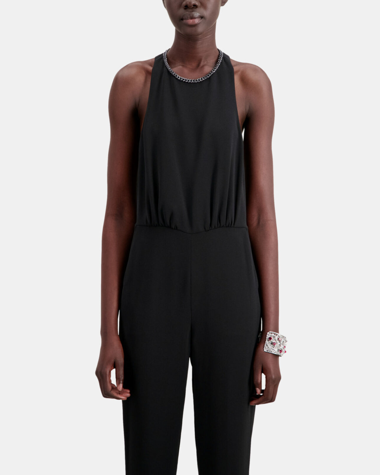 The Kooples DAMEN BLACK schwarzer overall aus krepp