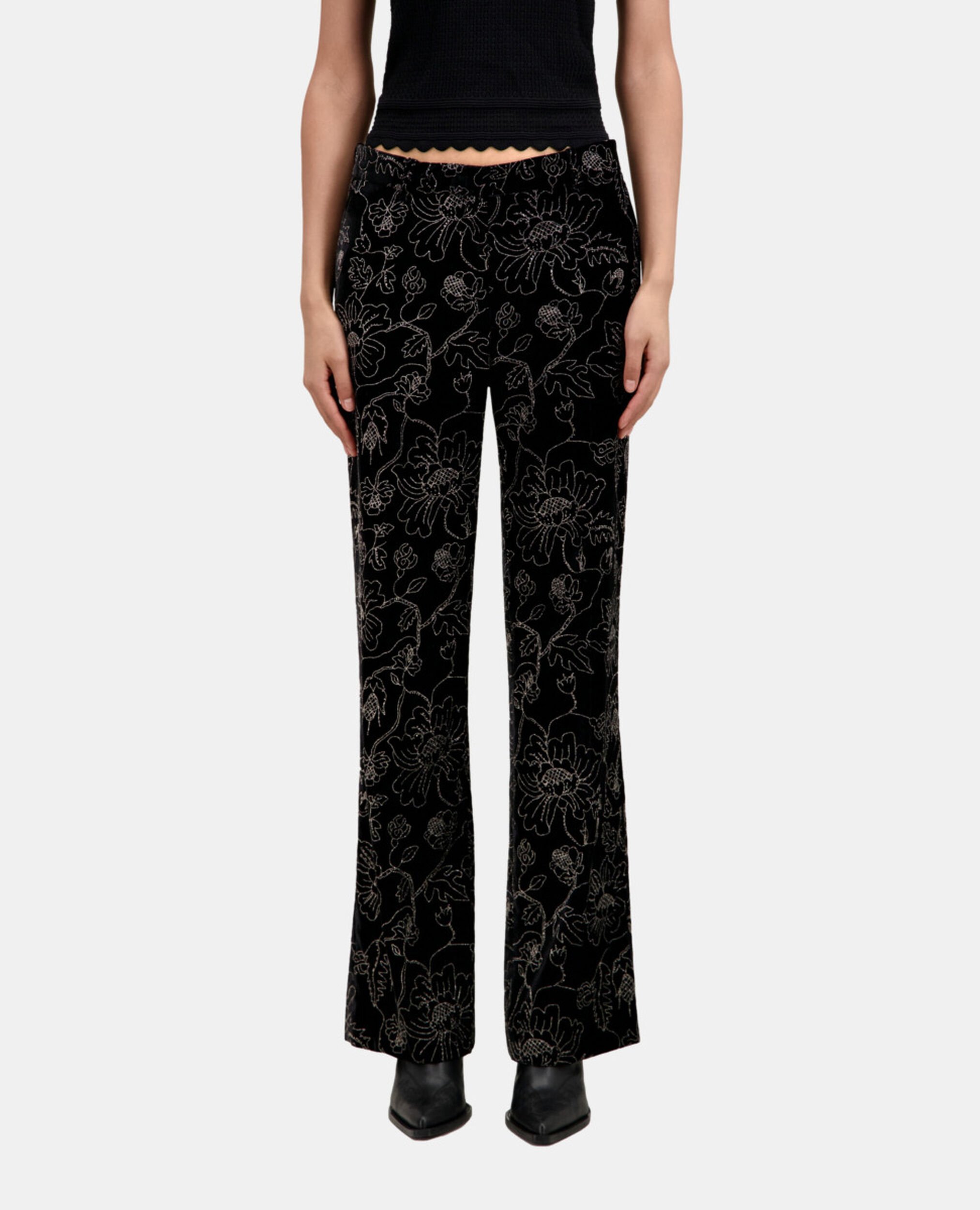 Black velvet suit trousers, BLACK, hi-res image number null