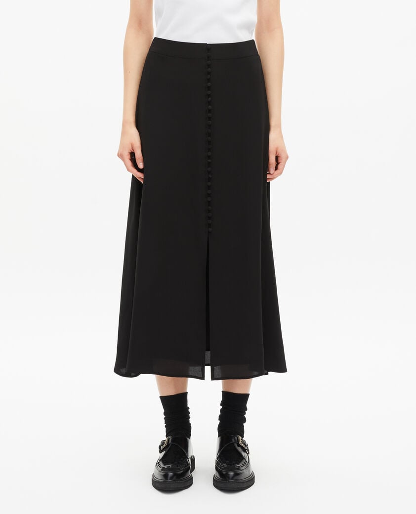 The Kooples F BLACK long skirt in black silk